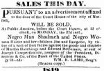 An advertisement for the auction that sold Shadrach to his penultimate owner.
